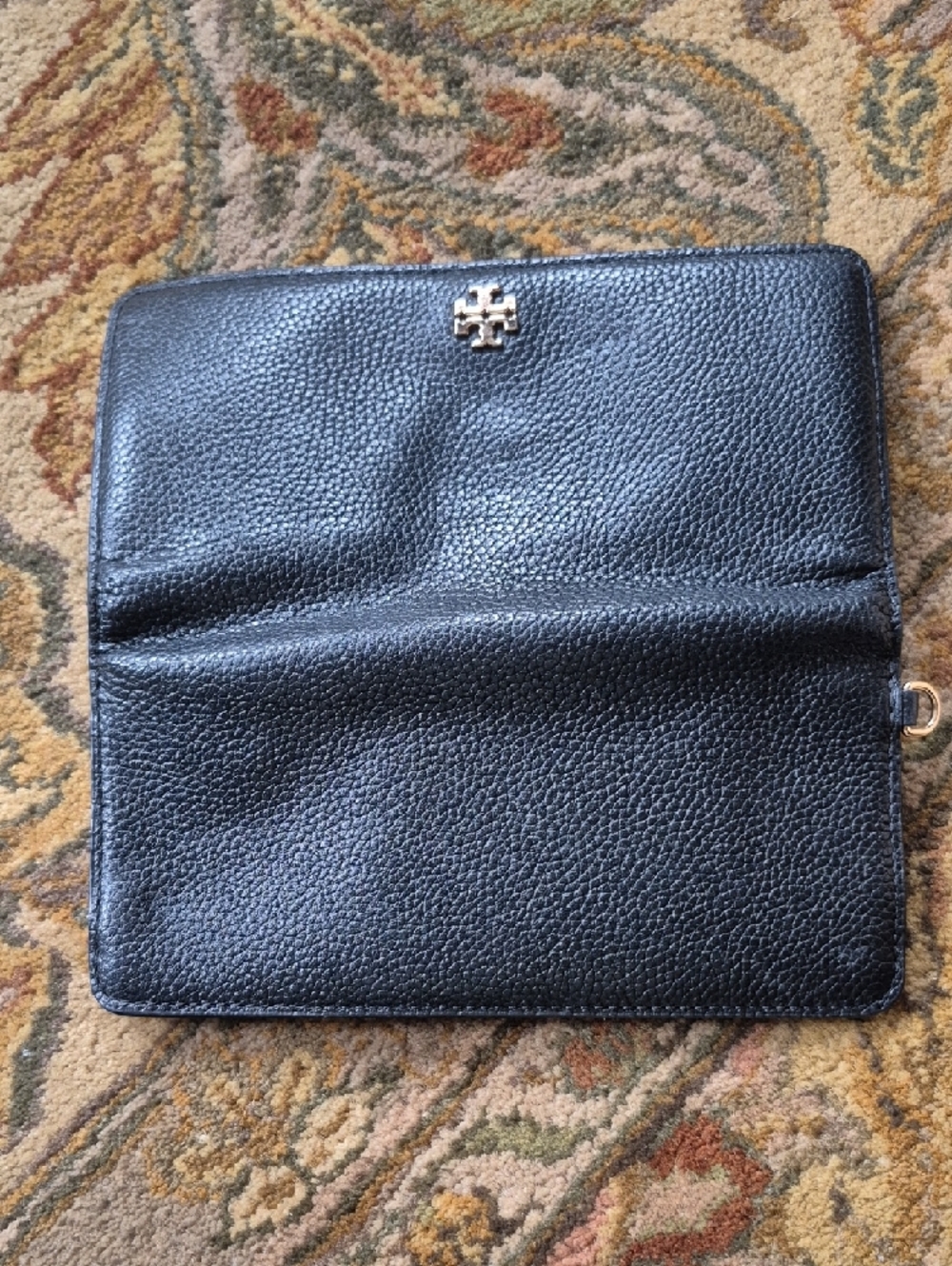 Tory Burch Black Pebbled Leather Clutch Wallet - Picture 3 of 3